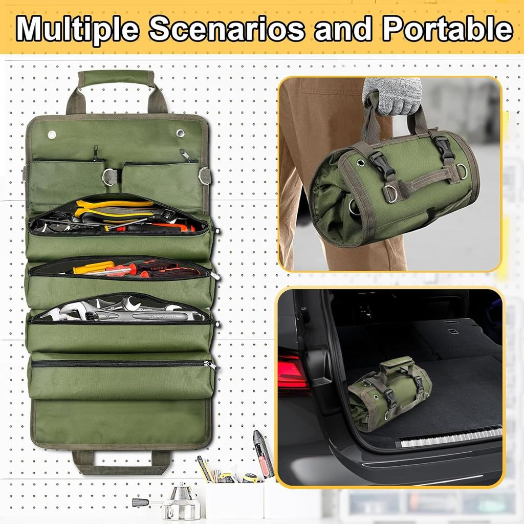 Tool Bag Organizer Roll Up:Gifts for Men Fathers Day Dad Gifts for Him Boyfriend Husband Birthday Portable Motorcycle Tool Box Woodworking Gift