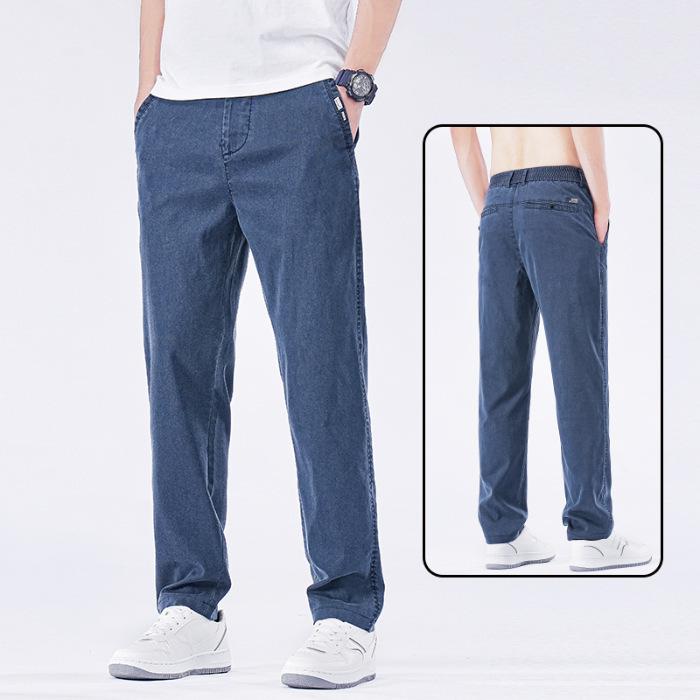 Business casual pants men's summer new Tencel Lyocell loose straight anti-wrinkle casual thin trousers men