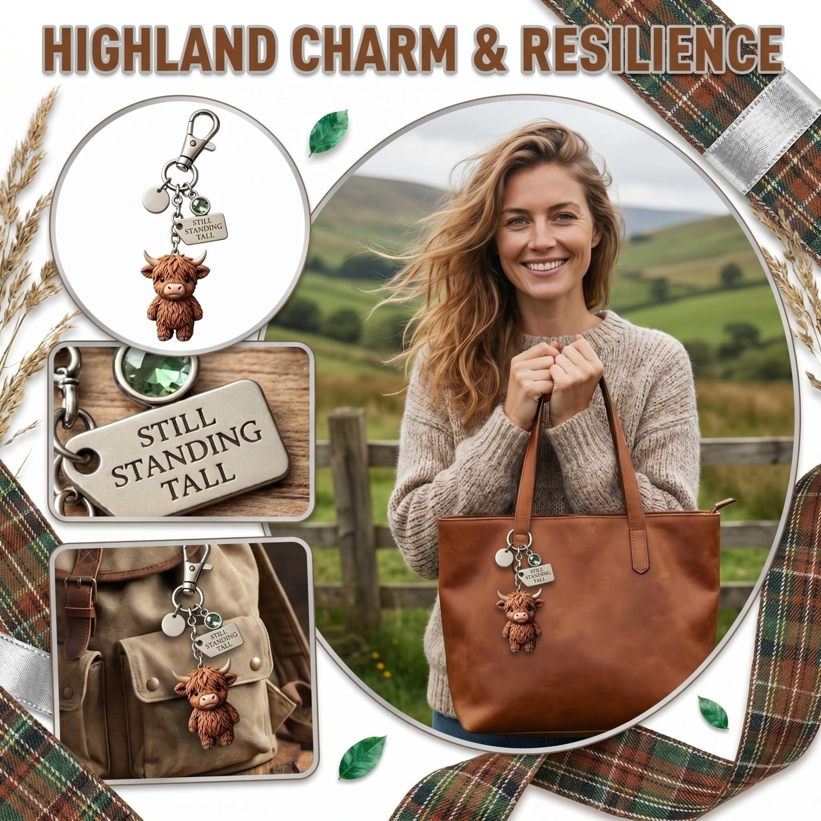 

Inspirational Cow Keychain Set With Encouragement Card, Cute Calf Charm Key Ring With Green , Still Standing Tall Motivational Gift One Size