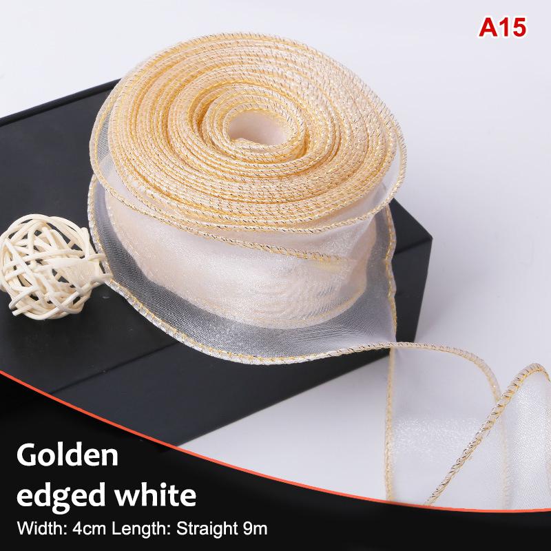 10Yards Organza Solid Color Ribbon 4Cm Wavy Edge Ribbon For For Flower Bouquet Gifts Packaging Party Decorations Diy