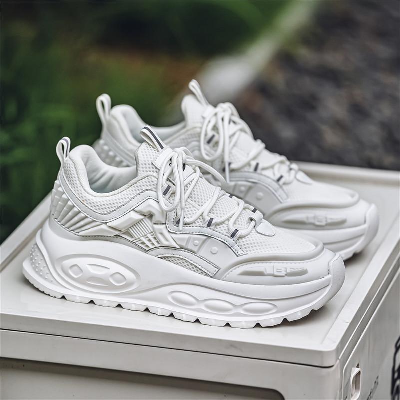 

Men s Casual Sports Shoes 2025 Chunky Sneakers Men Brand Designer Luxury Casual Shoes Thick Sole Daddy Shoes Fashion Pure Color 39 білий