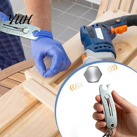 Stainless Steel Thread Gauge Portable Size Checker Keychain, Precise Bolt Sizer Gauge, Nut Bolts Finder Verification Tool