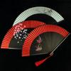 Portable Tassel Folding Fan Exquisite Kimono Fan Blossom Printing Folded Fan  Lady Dance Props
