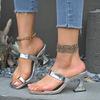 Design Gold Silver Gem Narrow Band Flip Flops Women Shoes Slipper Summer Party Low Heels Gladiator Sandals Female Mules