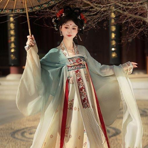 Women's Tang Dynasty Hanfu Set, Exquisite Embroidery Ruqun Skirt & Cardigan, Elegant Fairy Tale Daily Outfit