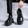 Heren Casual Leren Derby Schoenen Heren Dikke Zool Grote Teen Trendy Schoenen Heren Veterschoen met Verhoogde Zool #8133-R
