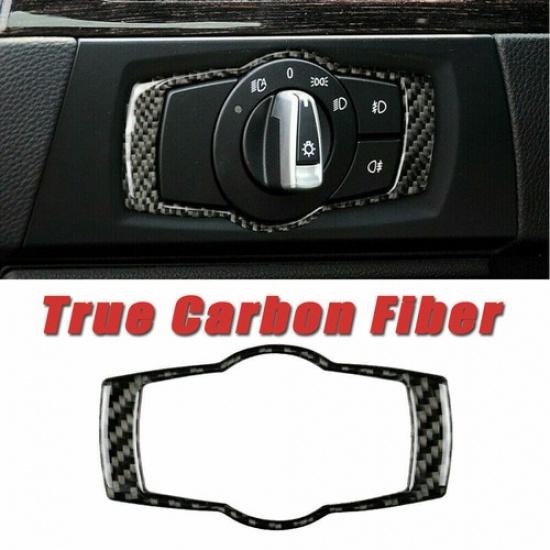 For BMW 3 Series E90 E92 E93 05-12  Carbon Fiber Car Headlight Switch Frame Trim