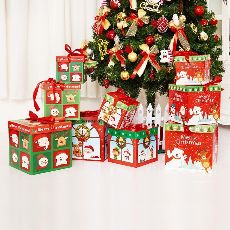 Festive Stacked Gift Boxes for Christmas Window Displays and Decor