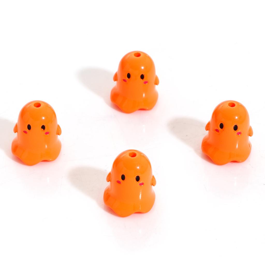 Colorful Acrylic Beads Halloween Ghost Bead For DIY Charm Jewelry Making Findings About 17mm x 15mm, Hole: Approx 1.8mm, 5PCs