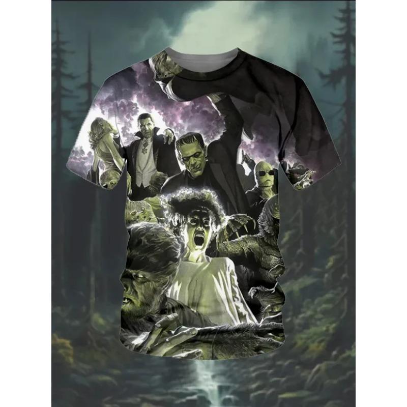 Pánské 3D tričko s krátkým rukávem, potištěné, volné, ležérní, s kulatým výstřihem, top s krátkým rukávem, trička dámská