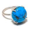 Copper Blue Turquoise Gemstone 925 Sterling Silver Jewelry Ring Size Adj. GK-6052