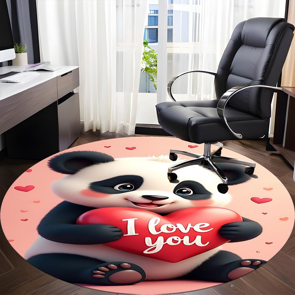 1PC Panda Heart Office Round Area Rug, Indoor Mat Suitable ForOffice, Under Office Chairs Bedroom Living Room Home Decor, Room Deco,  f024