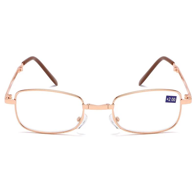 Portable Metal Foldable Reading Glasses Ultralight Men Business Presbyopia Glasses Eyewear With Random Case +0.5To+4.0