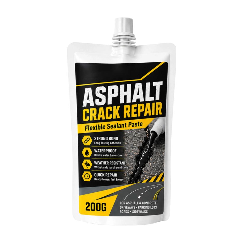 Asphalt Crack Repair Flexible Sealant Paste Strong Bond Waterproof Weather Resistant Quick Repair for Driveways Parking Lots Roads Sidewalks 200G