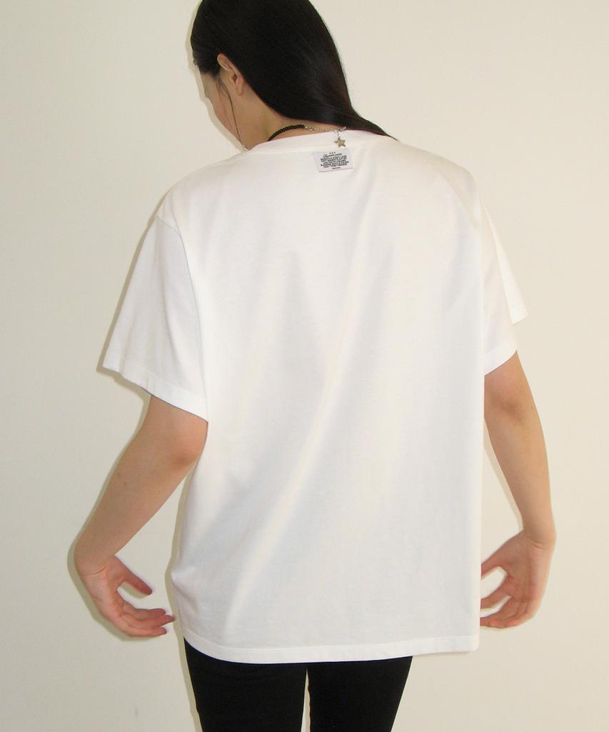 RONRON I Rr Applique Basic Fit T Shirt White