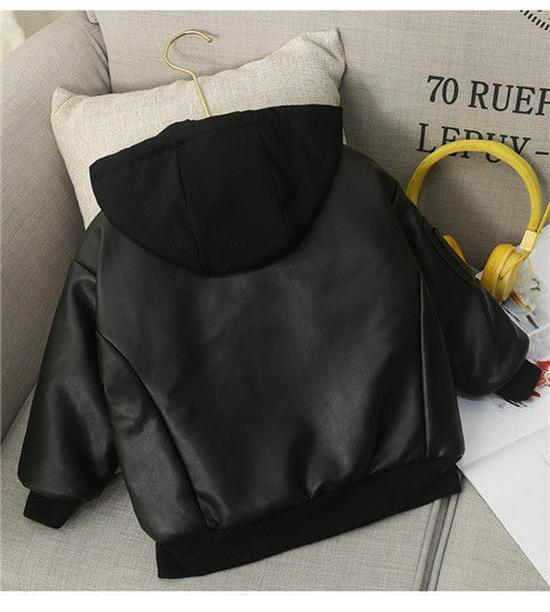 Kinder Baumwollgepolsterte Kunstlederjacke, Herbst/Winter 2025, Kleinkind Zweiteiler-Stil für Jungen und Mädchen.