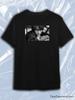 TeeSensation Black Crew Neck Short Sleeve T-Shirt with Viktor Tsoi Black and White Photo
