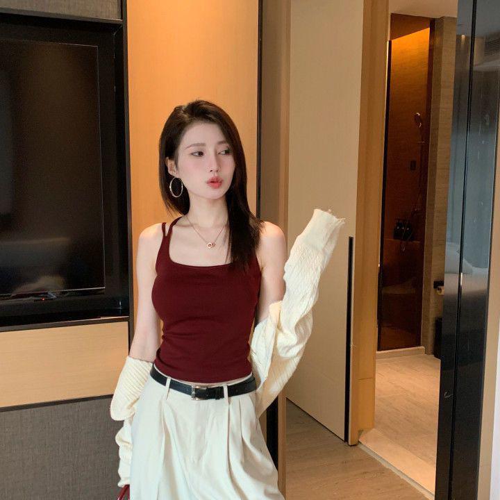 2026 Summer-Autumn Cross Back Camisole Bra with Chest Pads