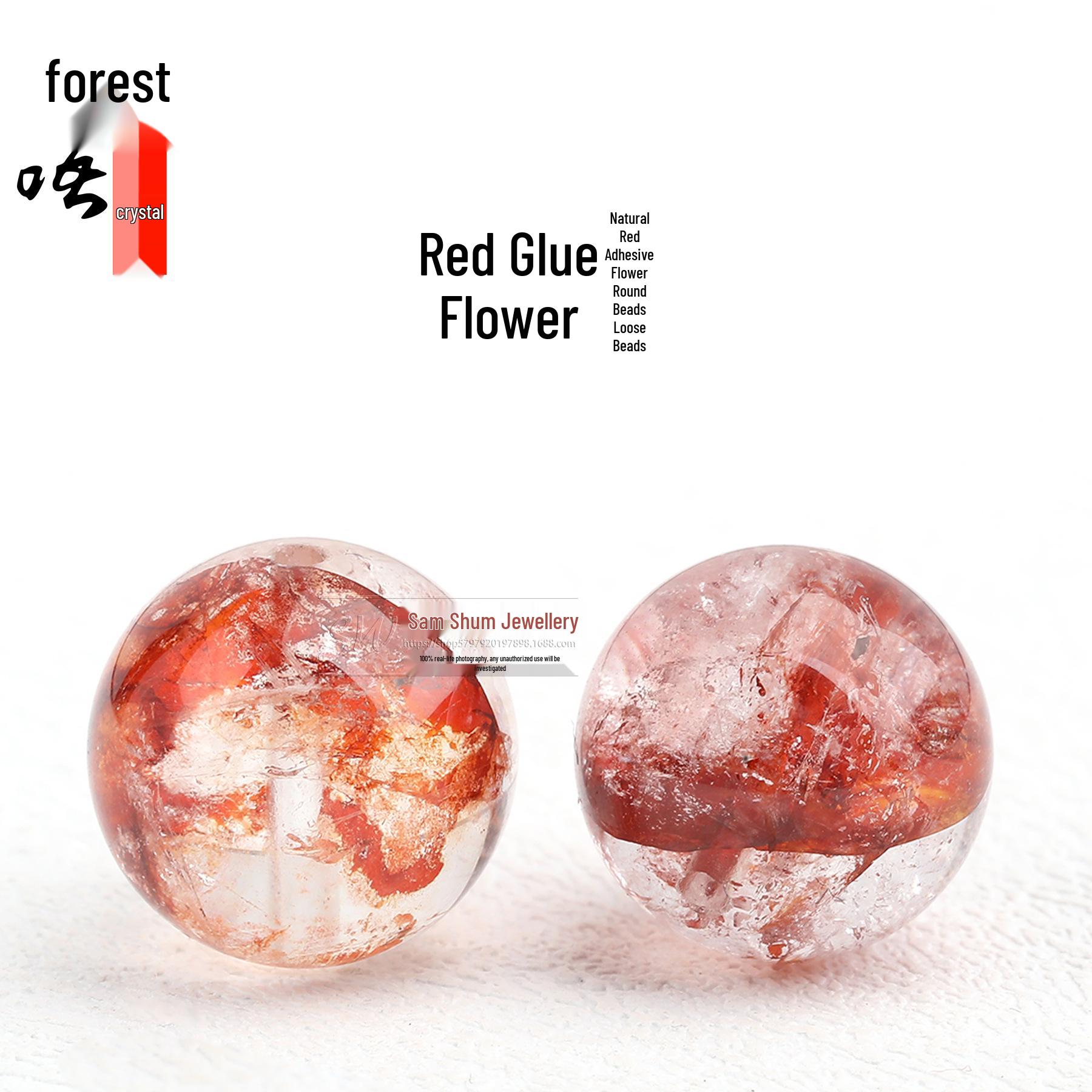 Forest Crystal Natural Red Flower Round Beads for DIY Jewelry 8mm per piece