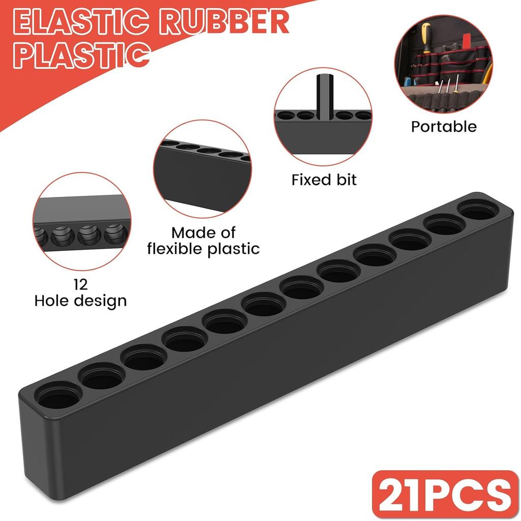 Bit Holder, Drill Bit Holder, Tool Box Organizer, 21Pcs Hex Bit Holder, 12 Holes Hex Bit Organizer, Organizer Hex Bit Holder Rack for Hex Shank Bits