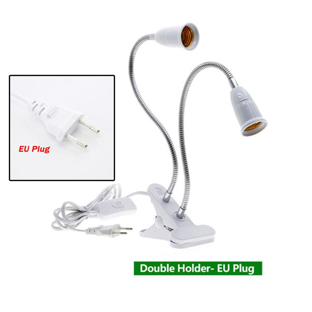 

Гибкий держатель настольной лампы на 360 градусов, цоколь E27, цоколь с гусиной шеей, зажимной кабель с выключателем для домашнего растения Dual heads EU Plug