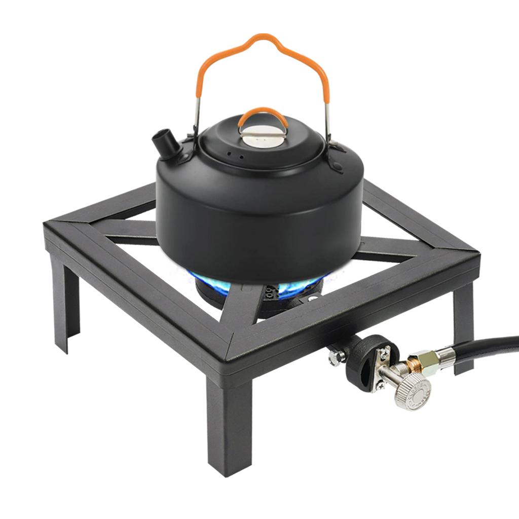 Quadratischer tragbarer Single-Burner Outdoor-Gasherd Propan-Kocher mit verstellbarem 0-20Psi Regler Schlauch für Terrasse Camping, BBQ