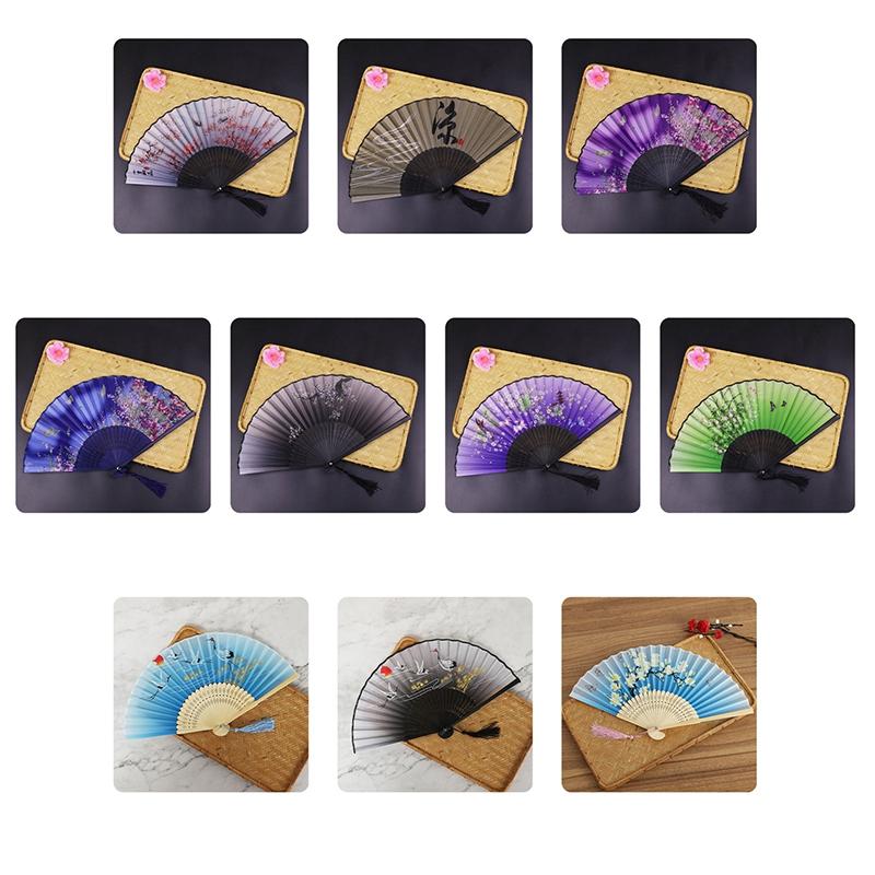 New Chinese Style Silk Fan Bamboo Antique Folding Fan Summer Female Dance Fan Portable Fan Hand Fan Durable Household