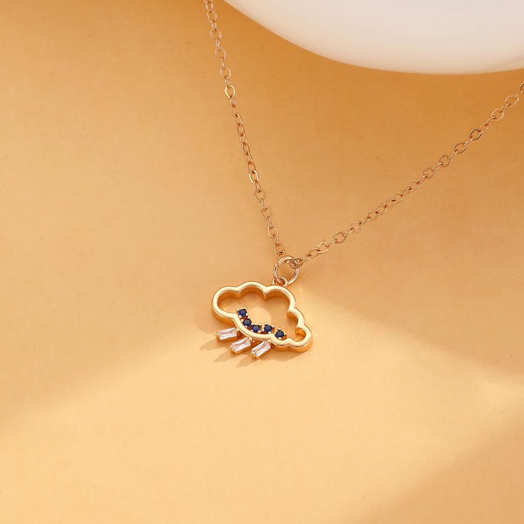 ins new creative inlaid zircon cloud raindrop necklace, niche cute design sense high quality Korean version collarbone chain