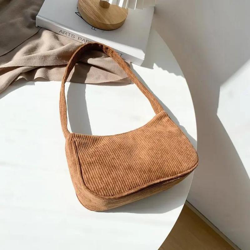 Solid Color Simple Corduroy Bag Women's Spring/Summer New Western Style Shoulder Small Square Bag Popular Fashion Underarm Bag