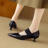 Fashion New Spring/Summer Sheepskin Women Pumps Shoes for Women Fashion Mixed Color Pointed Toe Mary Jane Shoes Mid Heel Women Shoes