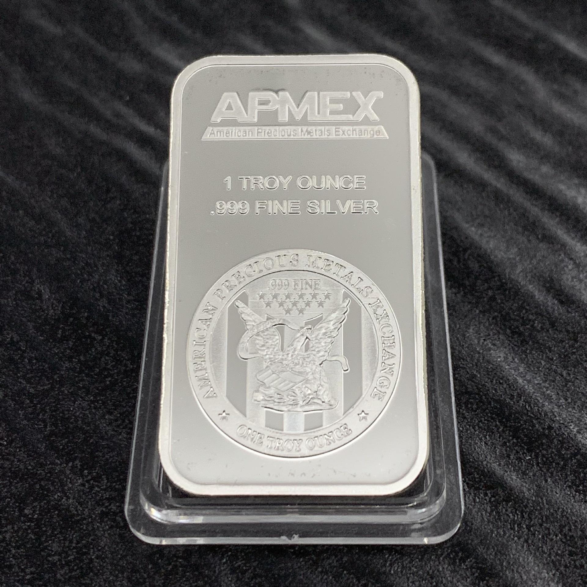 

Cross-Border Europe & America APM Silver-Plated Commemorative Coin Souvenir 50*28 mm, 3 mm thick срібний