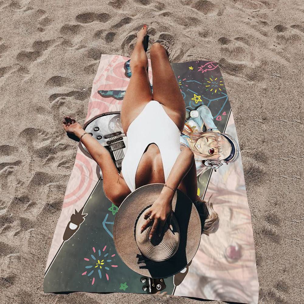 S-Super Sonico Microfiber Printed Beach Towel Mountain Climbing Yoga Beach Swimming Running Absorbent Soft Towel