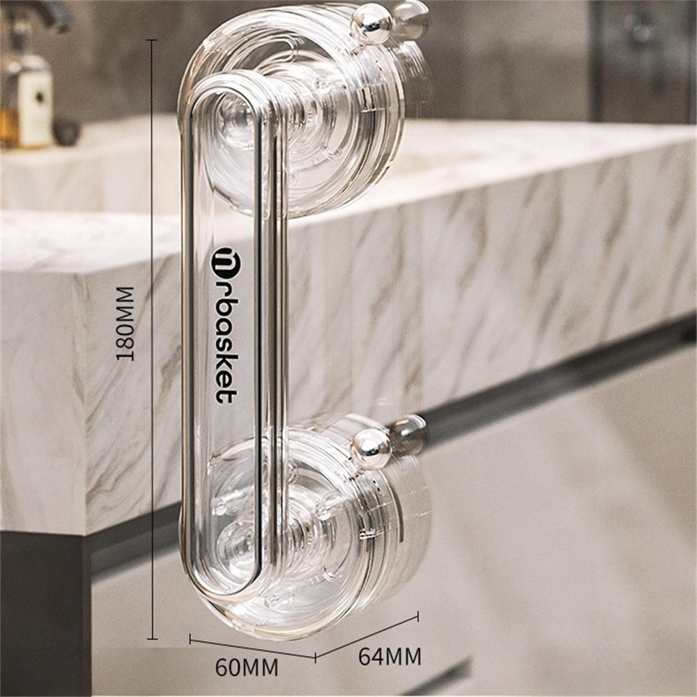 

Anti-slip Handrail with Suction Cup No Drilling Shower Door Handle Offers Safe Grip Plastic Mobile Portable Furniture Handles прозрачный