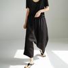 New Spring/Summer Textured Linen-Cotton Cropped Wide-Leg Pants with Elastic Waist and Pockets.