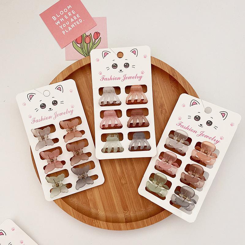 6 STK Gjennomsiktig blomst Små Hårklør Klips Dame Jenter Rhinestones Perle Mini Krabbe Hårklemmer Sweet Childs Hårtilbehør