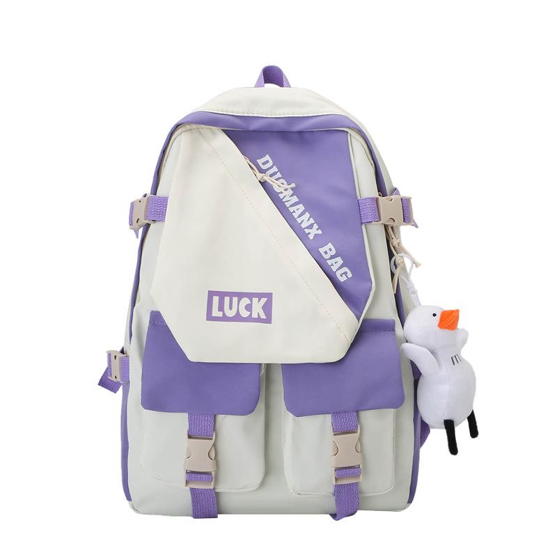 

Школьный рюкзак женский высококачественный простой рюкзак большой вместимости контрастного цвета модный брендовый универсальный рюкзак для учеников средней школы Single Pack