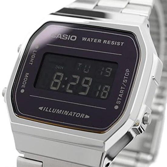 CASIO digital wristwatch vintage series A168WEM-1 men women kids silverblack overseas model