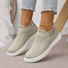 Fashion Women Vulcanized Shoes Solid Color Round Head Sneakers Slip On Flats Shoes Women Loafers Plus Size 43 Walking Flat Shoes