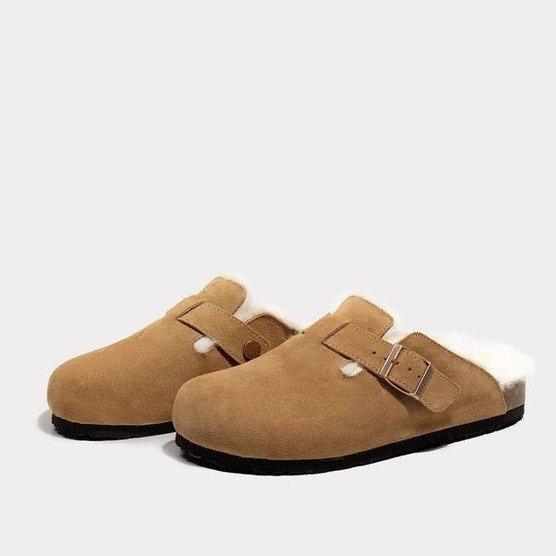 

Женские плюшевые тапочки-балетки с плоской подошвой, домашние, для улицы, с закрытым носком, пушистые, утолщенные, теплые, легкие, удобные туфли 42 хаки