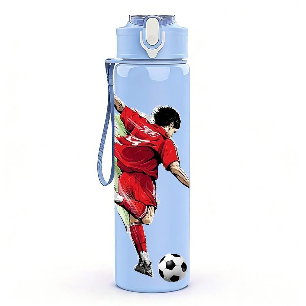 1PC Dynamic Soccer Athlete 750ml Color Plastic Sports Water Bottle Leakproof Flip Straw Lid Suitable for Sports Office Home Use