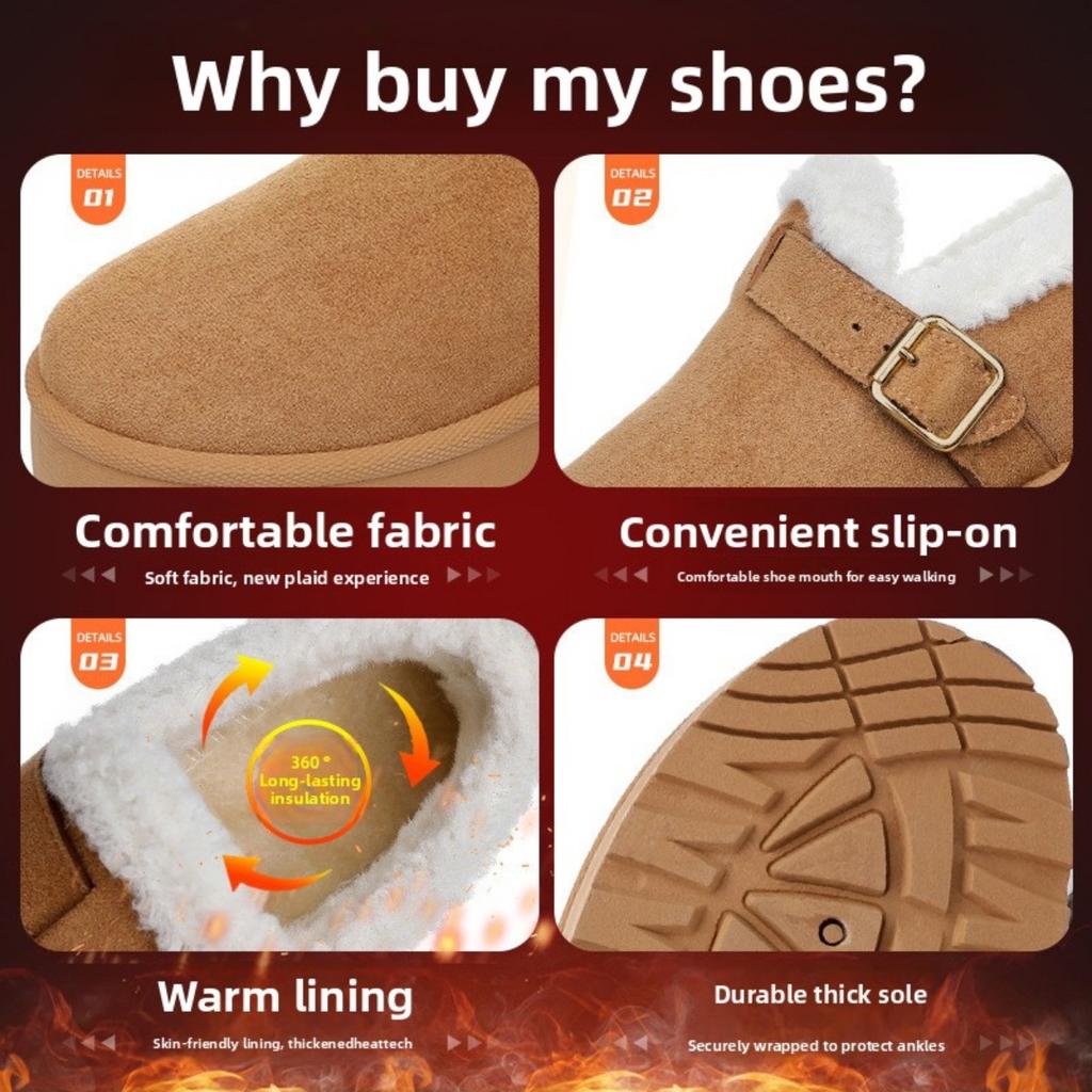 Women's Cotton Shoes with Winter Velvet and Thick Cotton Boots, Women's New Cross-border One Foot Thick Sole Versatile Snow Boots