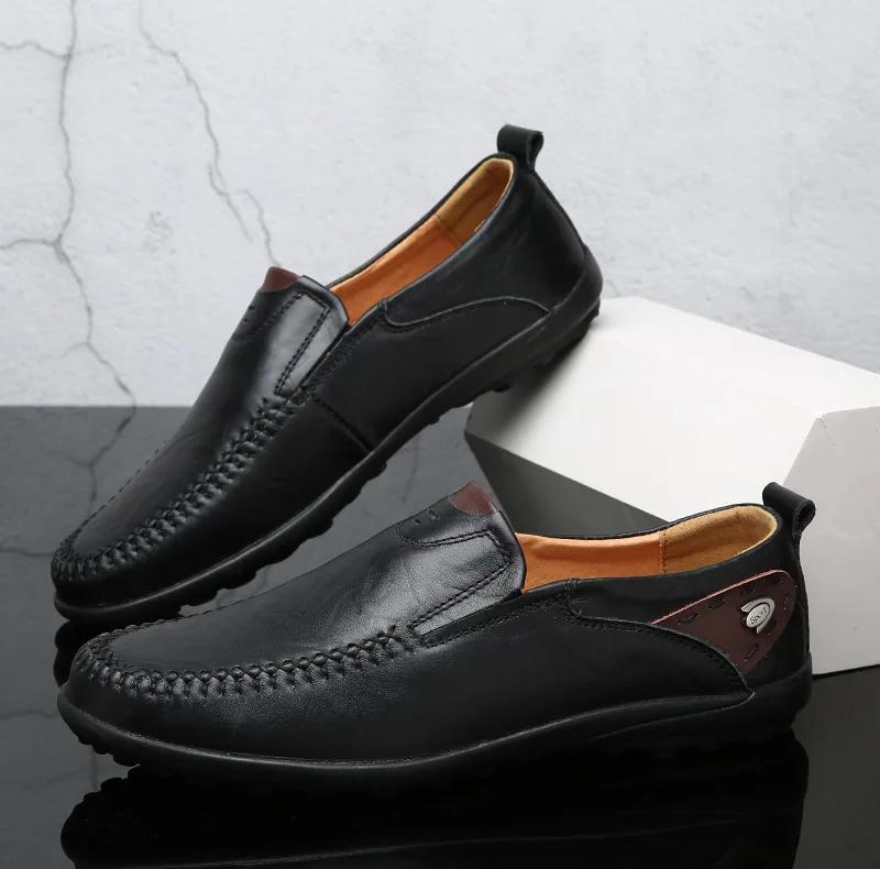 

Мужские кожаные туфли Мужские весенние лоферы Slip on Деловые повседневные кожаные туфли Классические мягкие мокасины Hombre Дышащие туфли на плоской подошве 37