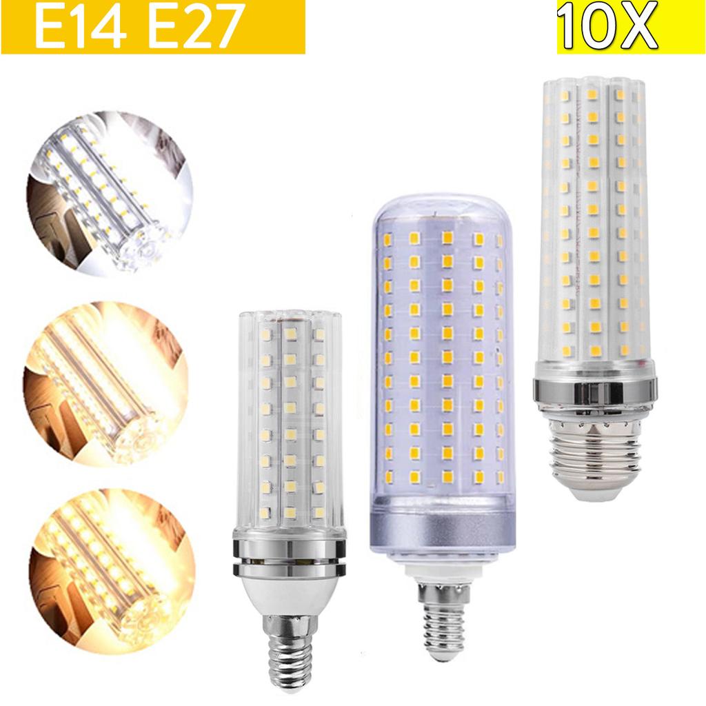 10X Led Corn Light Bulbs Smd 2835 Energy-saving Bulb 3-light-colors 6000k 4500k 3000k Pc/shell E14 Ses 85-265v 220v 20w 40w Lamp