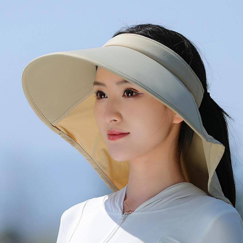 Ice Silk UV Protection Empty Top Sun Protection Hat Neck Protection Hat Neck Integrated Sun Hat Cycling Windproof Sun Hat