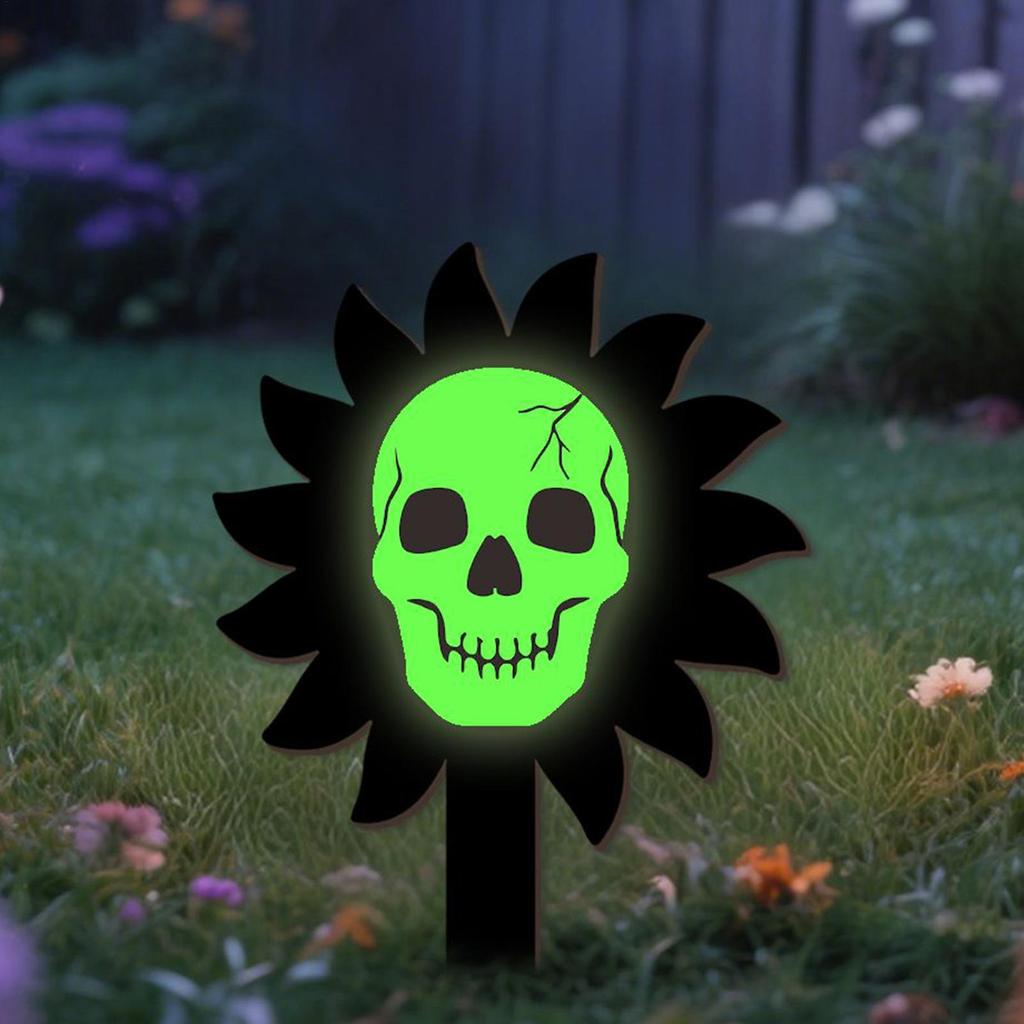 Halloween Garden Stakes Luminous Skull Garden Stakes Outdoor Decor Wooden Halloween Decorations for Fall Holiday Indoor Outside