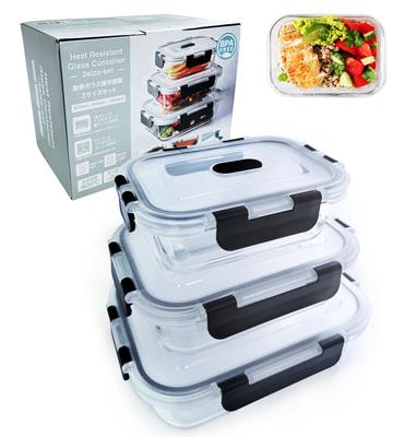 Zestaw Pojemników do Przechowywania Tupperware Zestaw Pojemników Żaroodpornych, Bezpiecznych do Kuchenki Mikrofalowej, Pokrywki, Szkło, 3, Bezpieczne do Zmywarki, Szczelne, (3