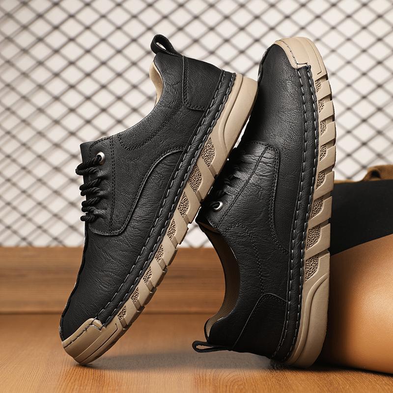 Fashion Leather Mens Sneakers Classic Comfortable Casual Shoes Outdoor Walking Footwear Big Size Male Treking Footwear Trainers
