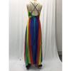 Deep V Halter Summer Casual Long Rainbow Dress Women