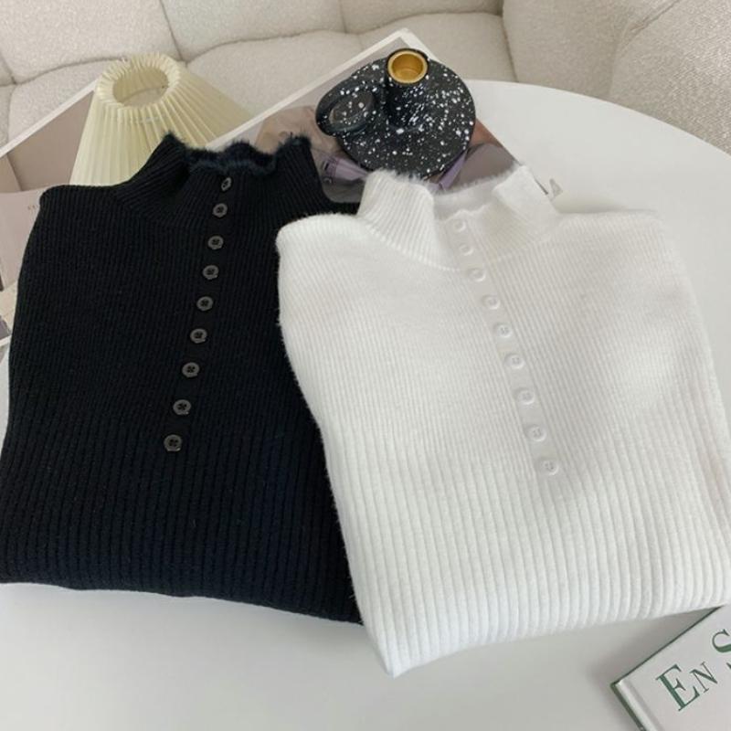 Vintage Einteiler Langarmpullover aus Samt für Damen, Herbst/Winter, neuer eleganter Pullover mit hohem Hals, koreanische Version, samtgepolstertes Unterhemd