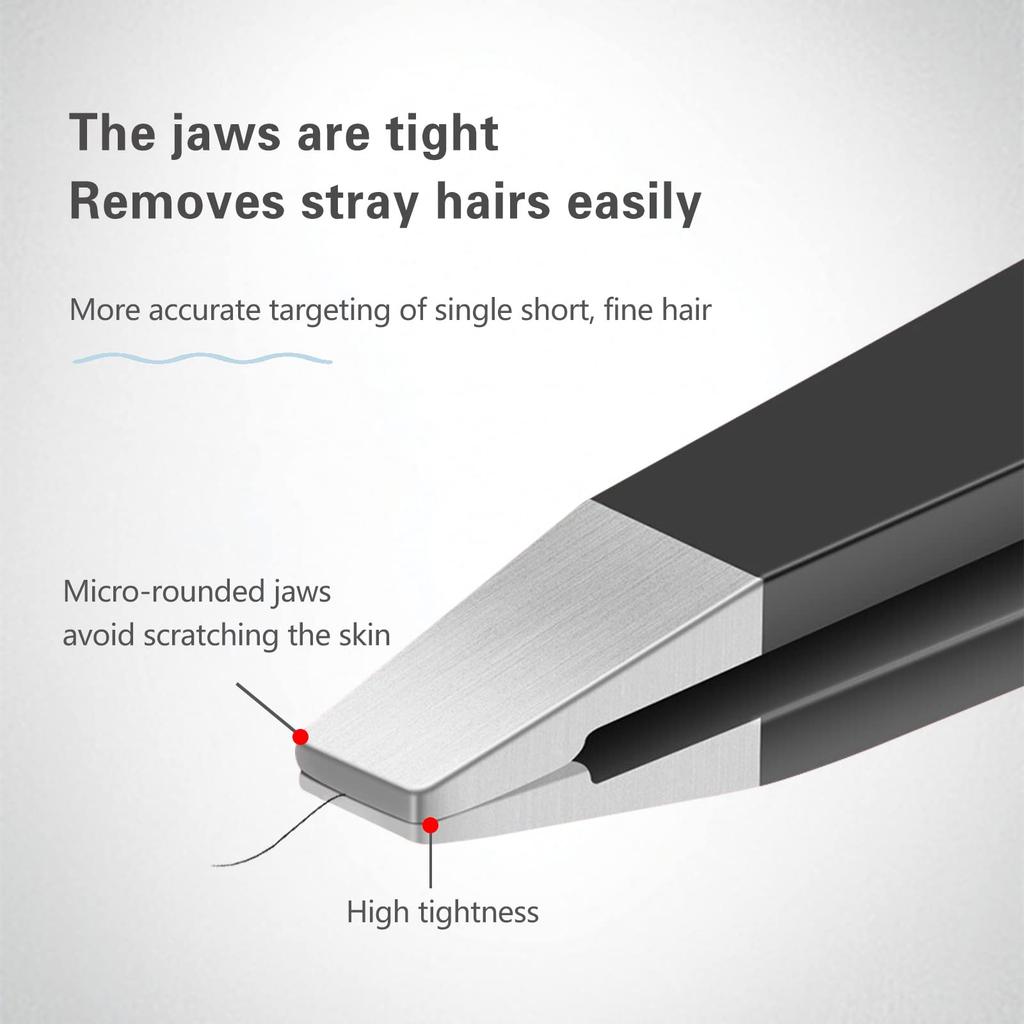 Tweezers Set, High Precision Stainless Steel Eyebrow Tweezers for Facial Hair, Inward Growing Hair and Splinter Remover Kit, Sui